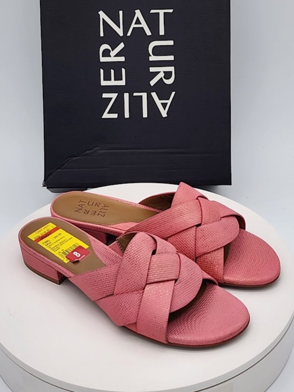 Naturalizer Morena2 Coral Pink Woven Slide Sandals Women’s Size 8